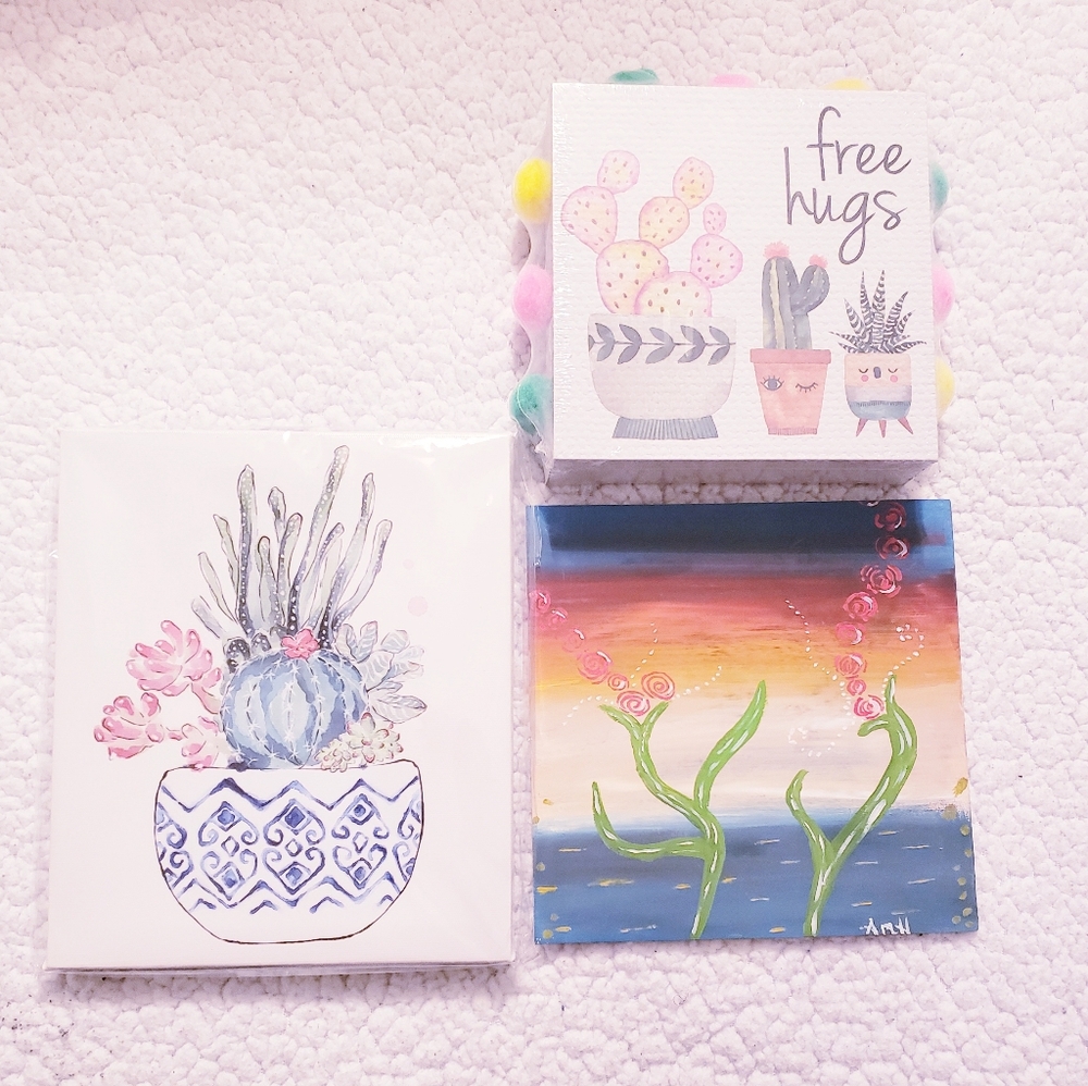 Set of 3 Cactus Pictures/ Decor. NWT